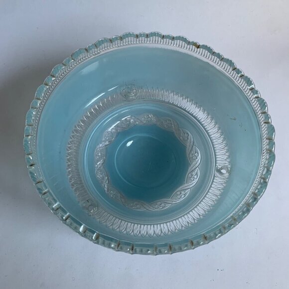 Vintage 1940s Blue Glass Ceiling Light Shade - Picture 5 of 7